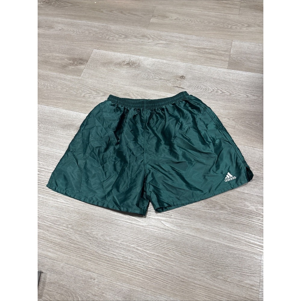 Vintage Y2K Adidas Shorts Men's XL Shiny Satin Green Soccer Genoa II